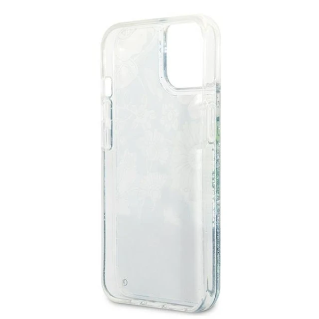 Чехол Guess Flower Liquid Glitter для iPhone 13 mini Green (GUHCP13SLFLSN)