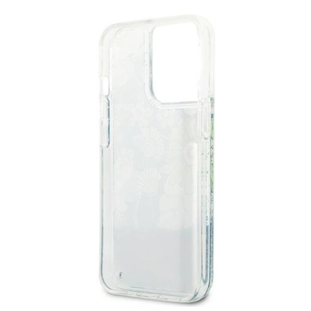 Чохол Guess Flower Liquid Glitter для iPhone 13 Pro Green (GUHCP13LLFLSN)