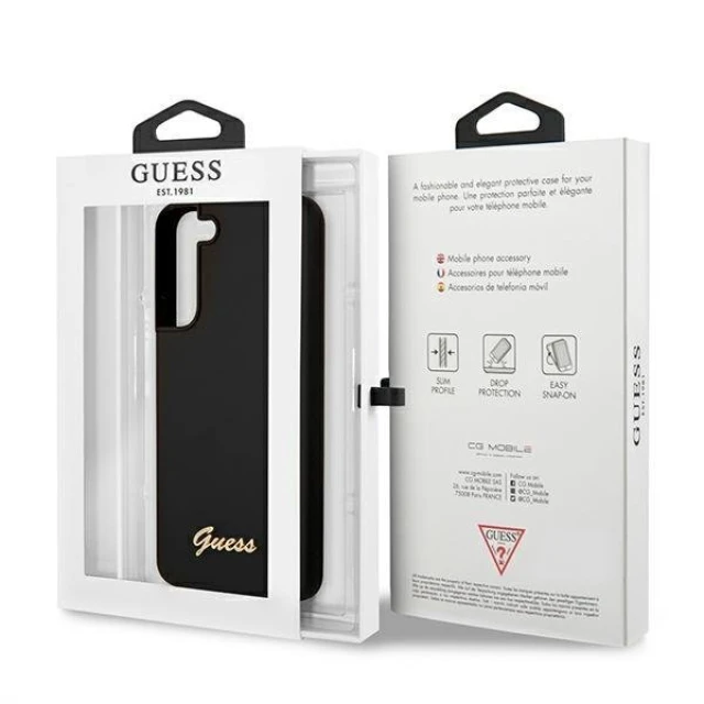 Чохол Guess Silicone Script Metal Logo для Samsung Galaxy S22 Plus Black (GUHCS22MLSLMGBK)