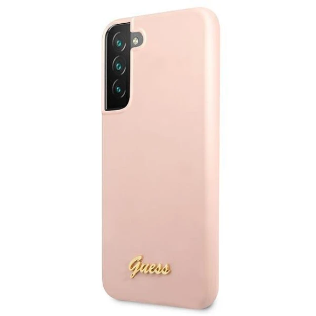 Чохол Guess Silicone Script Metal Logo для Samsung Galaxy S22 Plus Pink (GUHCS22MLSLMGPP)