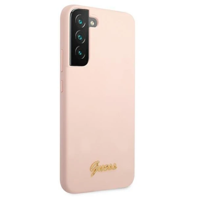 Чохол Guess Silicone Script Metal Logo для Samsung Galaxy S22 Plus Pink (GUHCS22MLSLMGPP)