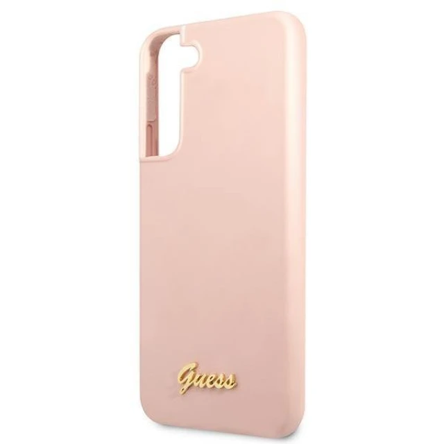 Чохол Guess Silicone Script Metal Logo для Samsung Galaxy S22 Plus Pink (GUHCS22MLSLMGPP)