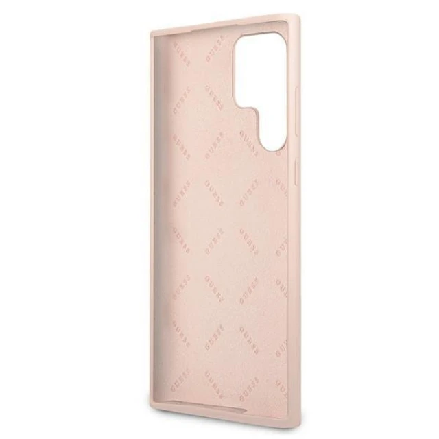 Чохол Guess Silicone Script Metal Logo для Samsung Galaxy S22 Ultra Pink (GUHCS22LLSLMGPP)
