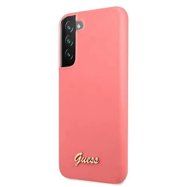 Чохол Guess Silicone Script Metal Logo для Samsung Galaxy S22 Plus Pink (GUHCS22MLSLMGFU)