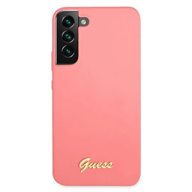 Чохол Guess Silicone Script Metal Logo для Samsung Galaxy S22 Plus Pink (GUHCS22MLSLMGFU)