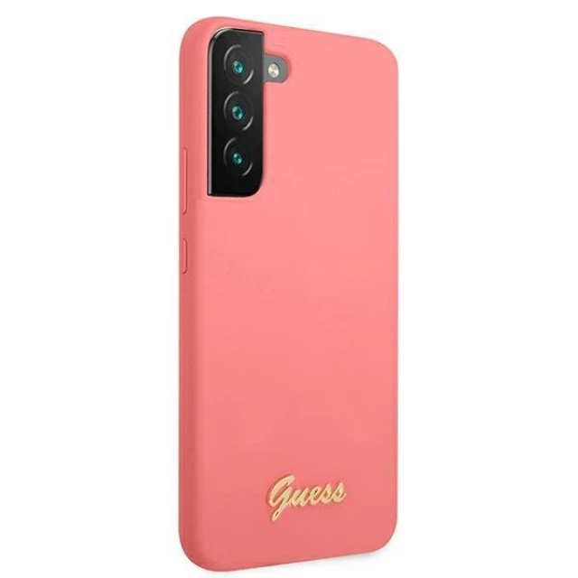 Чохол Guess Silicone Script Metal Logo для Samsung Galaxy S22 Plus Pink (GUHCS22MLSLMGFU)