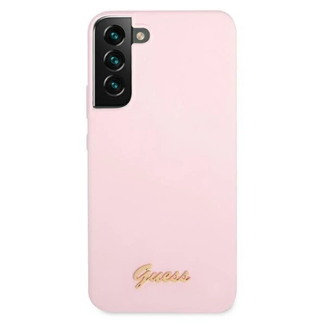 Чохол Guess Silicone Script Metal Logo для Samsung Galaxy S22 Plus Lavender (GUHCS22MLSLMGLA)