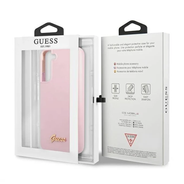 Чохол Guess Silicone Script Metal Logo для Samsung Galaxy S22 Plus Lavender (GUHCS22MLSLMGLA)