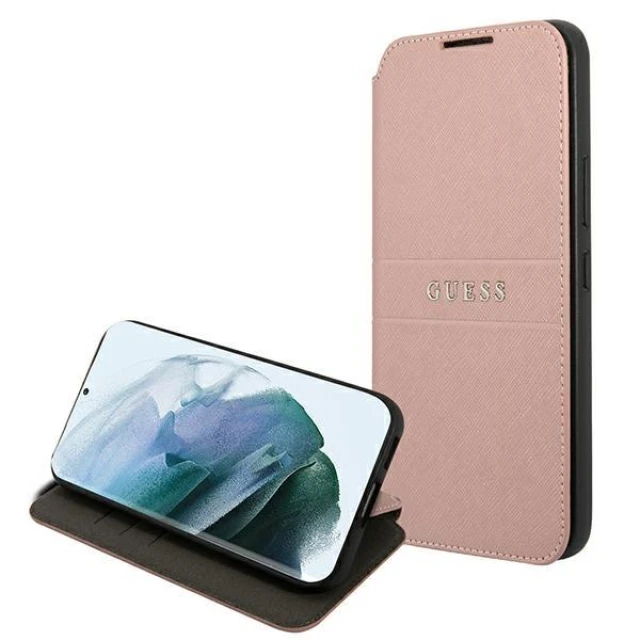 Чехол Guess Saffiano Stripe для Samsung Galaxy S22 Plus Pink (GUBKS22MPSASBPI)