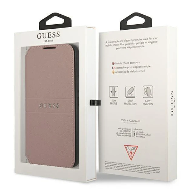 Чехол Guess Saffiano Stripe для Samsung Galaxy S22 Plus Pink (GUBKS22MPSASBPI)
