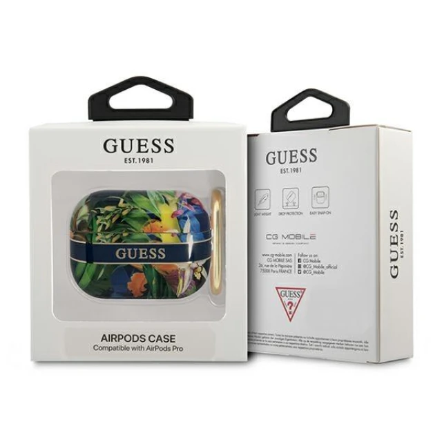 Чехол для наушников Guess Flower Strap Collection для AirPods Pro Blue (GUAPHHFLB)