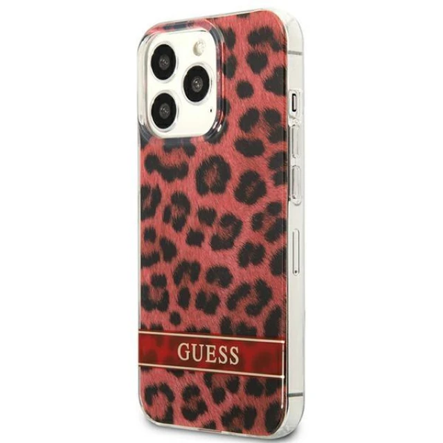 Чохол Guess Leopard для iPhone 13 Pro Red (GUHCP13LHSLEOR)