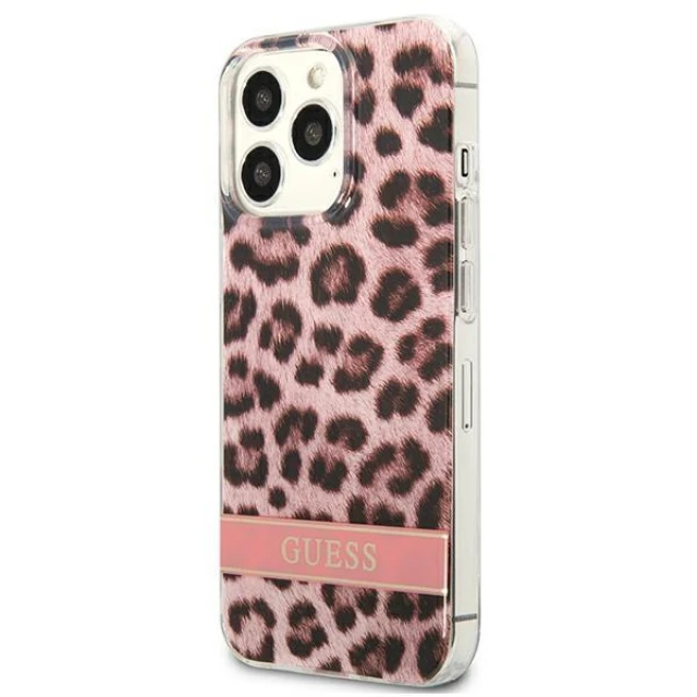 Чохол Guess Leopard для iPhone 13 Pro Pink (GUHCP13LHSLEOP)