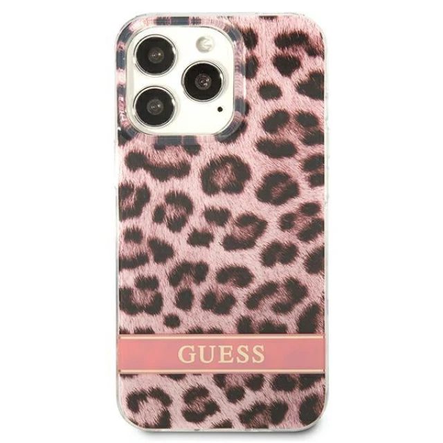 Чохол Guess Leopard для iPhone 13 Pro Pink (GUHCP13LHSLEOP)