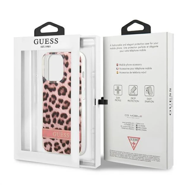 Чохол Guess Leopard для iPhone 13 Pro Pink (GUHCP13LHSLEOP)