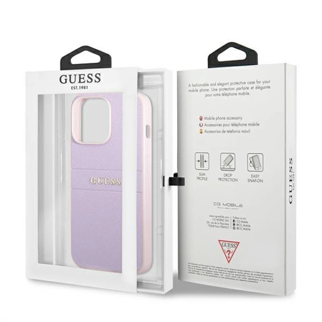 Чохол Guess Saffiano Hot Stamp & Metal Logo для iPhone 13 Pro Purple (GUHCP13LPSASBPU)