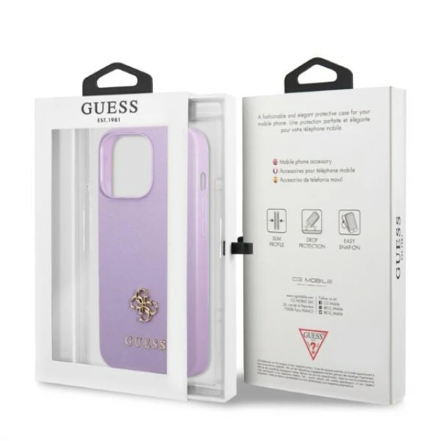 Чохол Guess Saffiano 4G Small Metal Logo для iPhone 13 Pro Max Purple (GUHCP13XPS4MU)