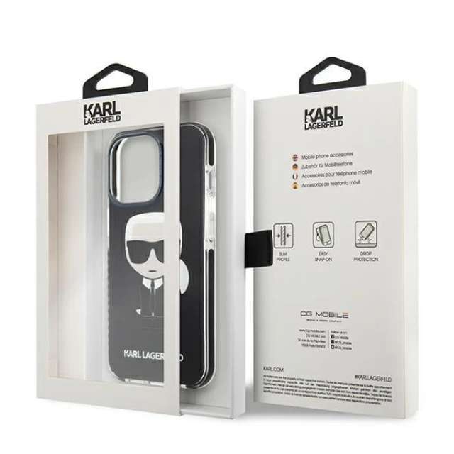 Чохол Karl Lagerfeld Iconik Karl для iPhone 13 | 13 Pro Black (KLHCP13LTPEIKK)