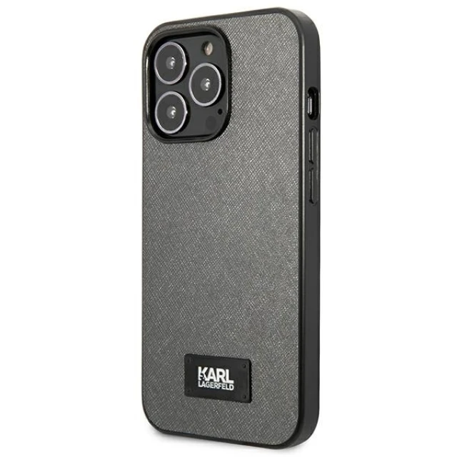 Чохол Karl Lagerfeld Saffiano Plaque для iPhone 13 Pro Max Silver (KLHCP13XSFMP2DG)
