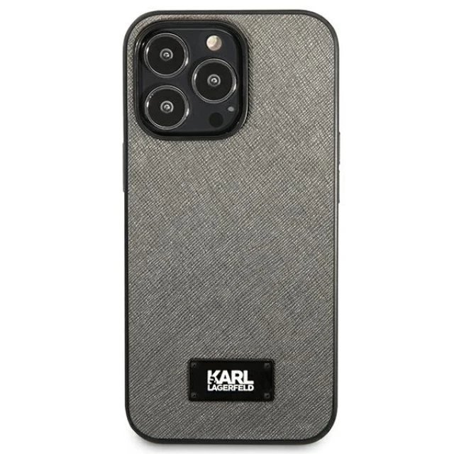 Чохол Karl Lagerfeld Saffiano Plaque для iPhone 13 Pro Max Silver (KLHCP13XSFMP2DG)
