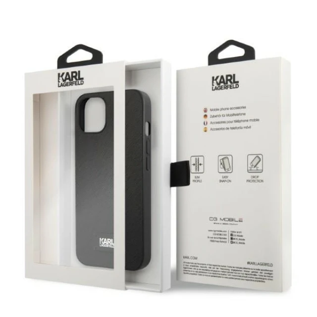 Чохол Karl Lagerfeld Saffiano Plaque для iPhone 13 mini Black (KLHCP13SSFMP2K)