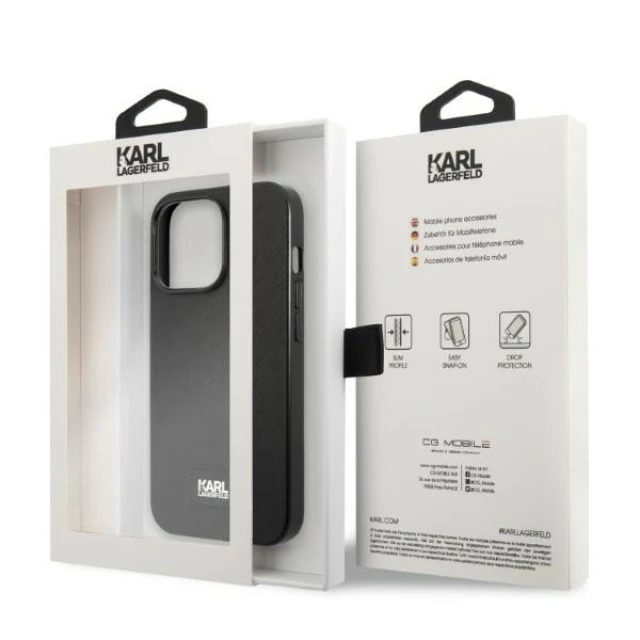 Чохол Karl Lagerfeld Saffiano Plaque для iPhone 13 | 13 Pro Black (KLHCP13LSFMP2K)