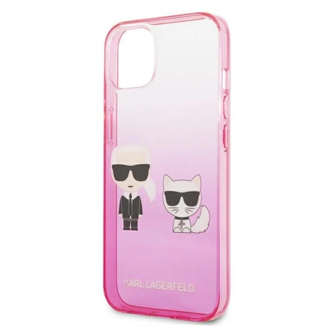 Чохол Karl Lagerfeld Gradient Iconic Karl and Choupette для iPhone 13 mini Pink (KLHCP13STGKCP)
