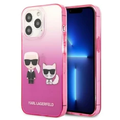 Чохол Karl Lagerfeld Gradient Iconic Karl and Choupette для iPhone 13 Pro Pink (KLHCP13LTGKCP)