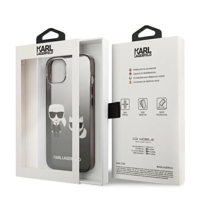 Чохол Karl Lagerfeld Gradient Iconic Karl and Choupette для iPhone 13 mini Black (KLHCP13STGKCK)
