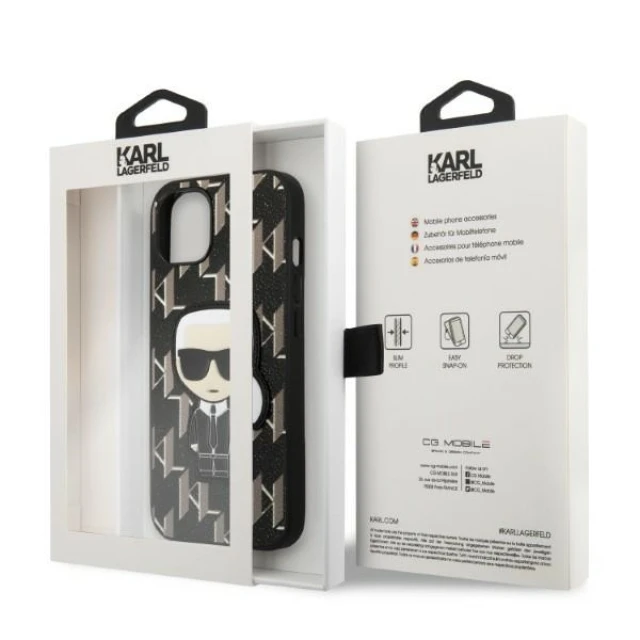 Чехол Karl Lagerfeld Monogram Ikonik Patch для iPhone 13 mini Black (KLHCP13SPMNIKBK)