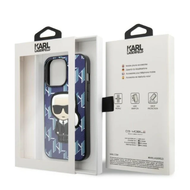 Чохол Karl Lagerfeld Monogram Ikonik Patch для iPhone 13 | 13 Pro Blue (KLHCP13LPMNIKBL)