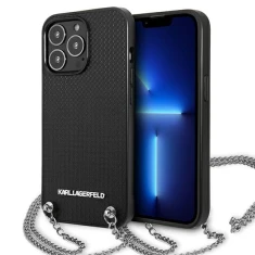 Чохол Karl Lagerfeld Leather Textured and Chain для iPhone 13 Pro Max Black (KLHCP13XPMK)