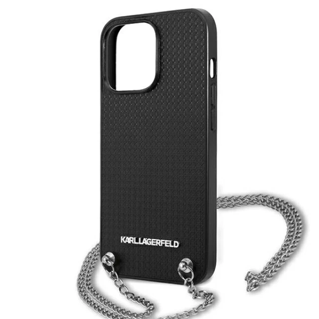 Чохол Karl Lagerfeld Leather Textured and Chain для iPhone 13 Pro Max Black (KLHCP13XPMK)
