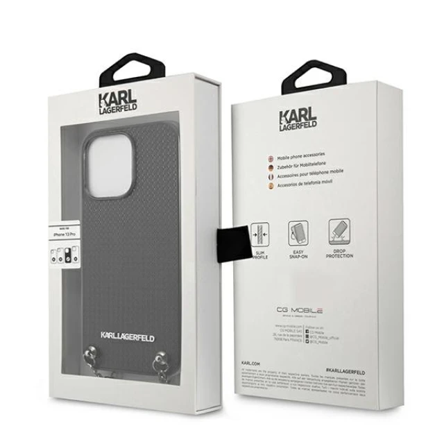 Чохол Karl Lagerfeld Leather Textured and Chain для iPhone 13 Pro Max Black (KLHCP13XPMK)