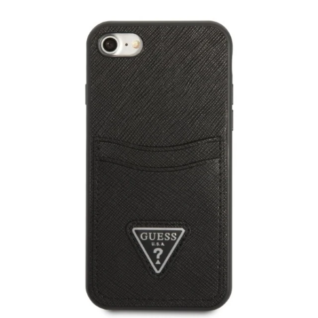 Чохол Guess Saffiano Triangle Logo Cardslot для iPhone SE 2022/SE 2020 | 8 | 7 Black (GUHCI8PSATPK)