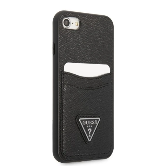 Чохол Guess Saffiano Triangle Logo Cardslot для iPhone SE 2022/SE 2020 | 8 | 7 Black (GUHCI8PSATPK)