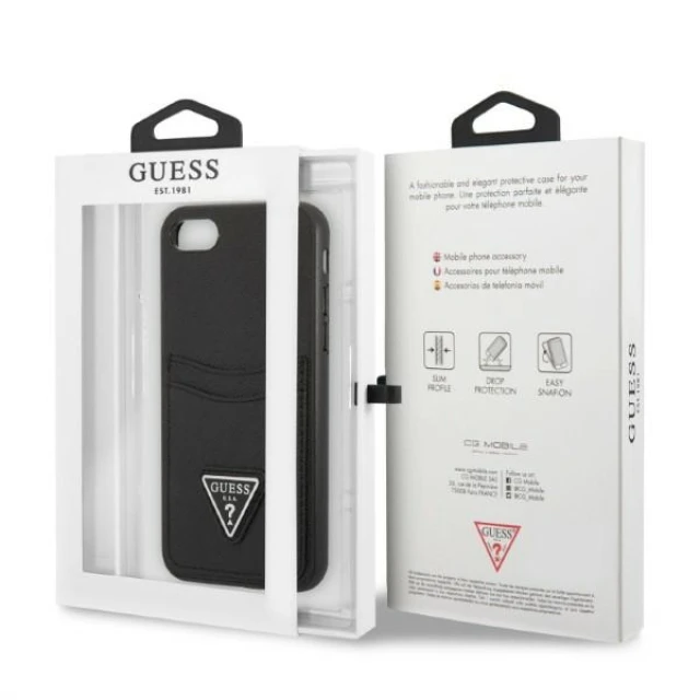 Чохол Guess Saffiano Triangle Logo Cardslot для iPhone SE 2022/SE 2020 | 8 | 7 Black (GUHCI8PSATPK)