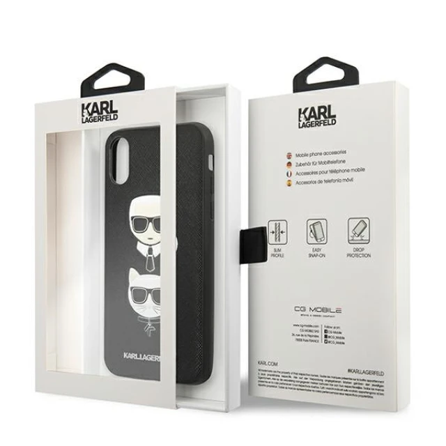 Чохол Karl Lagerfeld Saffiano Karl & Choupette Head для iPhone 11 Pro Black (KLHCI65SAKICKCBK)