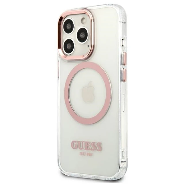 Чехол Guess Metal Outline для iPhone 13 Pro Pink (GUHMP13LHTRMP)