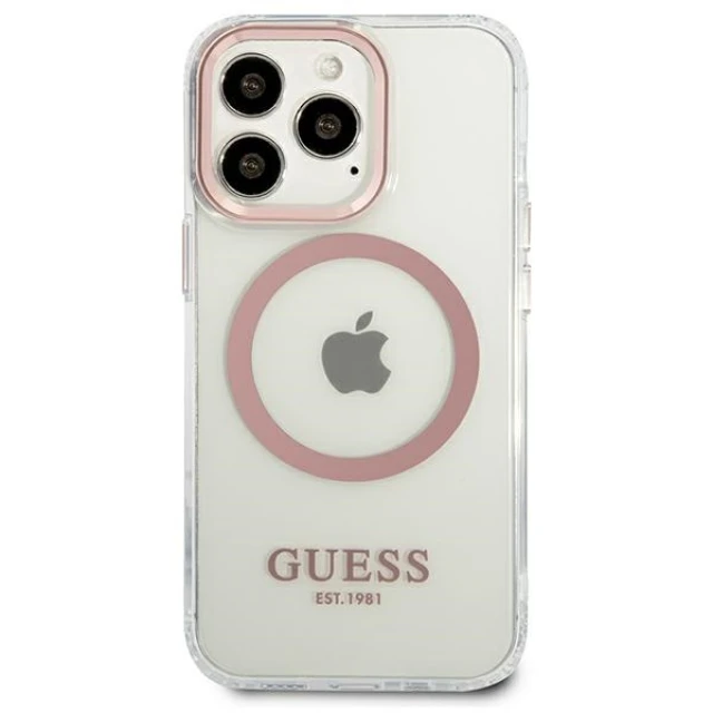 Чехол Guess Metal Outline для iPhone 13 Pro Pink (GUHMP13LHTRMP)