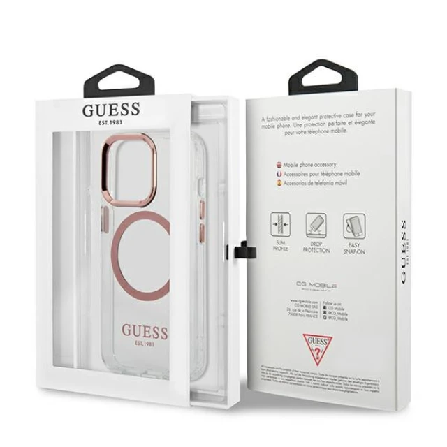 Чехол Guess Metal Outline для iPhone 13 Pro Pink (GUHMP13LHTRMP)