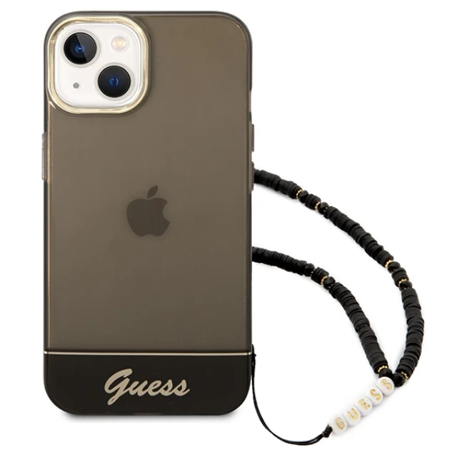 Чохол Guess Translucent Pearl Strap для iPhone 14 | 13 Black (GUHCP14SHGCOHK)