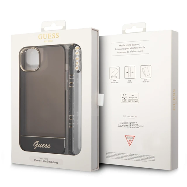 Чохол Guess Translucent Pearl Strap для iPhone 14 Plus Black (GUHCP14MHGCOHK)