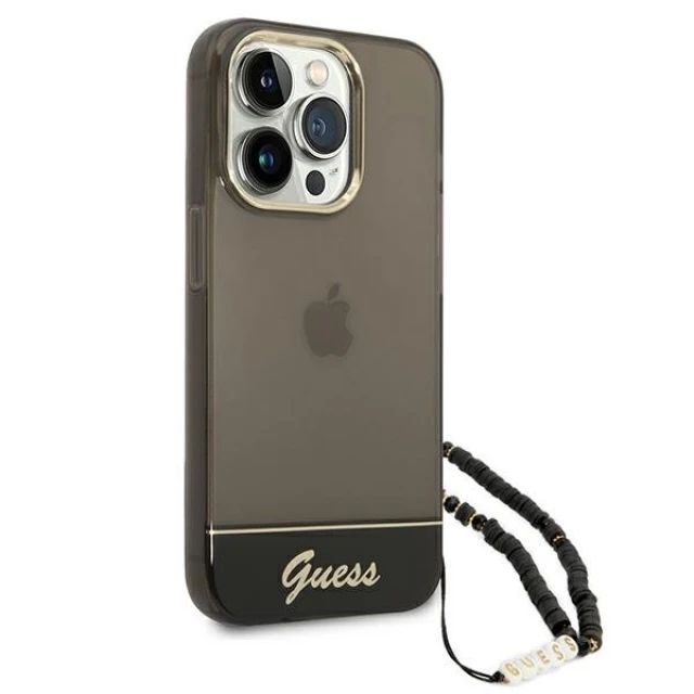 Чехол Guess Translucent Pearl Strap для iPhone 14 Pro Black (GUHCP14LHGCOHK)