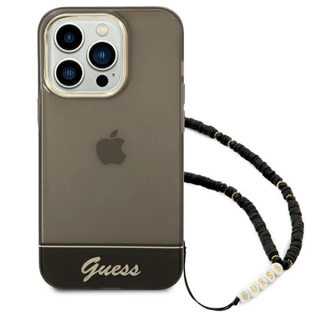 Чехол Guess Translucent Pearl Strap для iPhone 14 Pro Black (GUHCP14LHGCOHK)