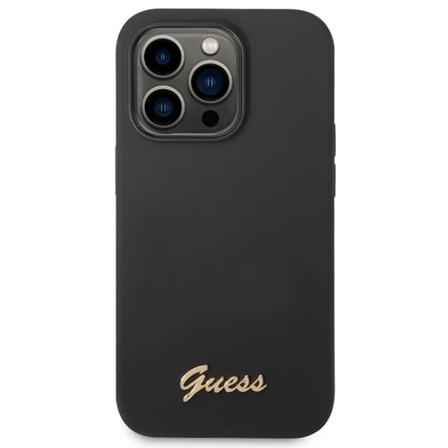 Чохол Guess Silicone Vintage Gold Logo для iPhone 14 Pro Black (GUHCP14LSLSMK)
