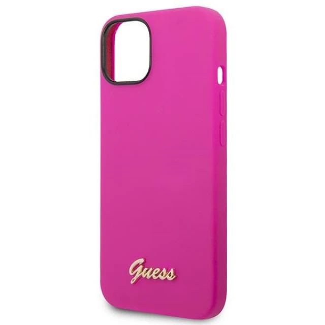 Чохол Guess Silicone Vintage Gold Logo для iPhone 14 | 13 Fuschia (GUHCP14SSLSMF)