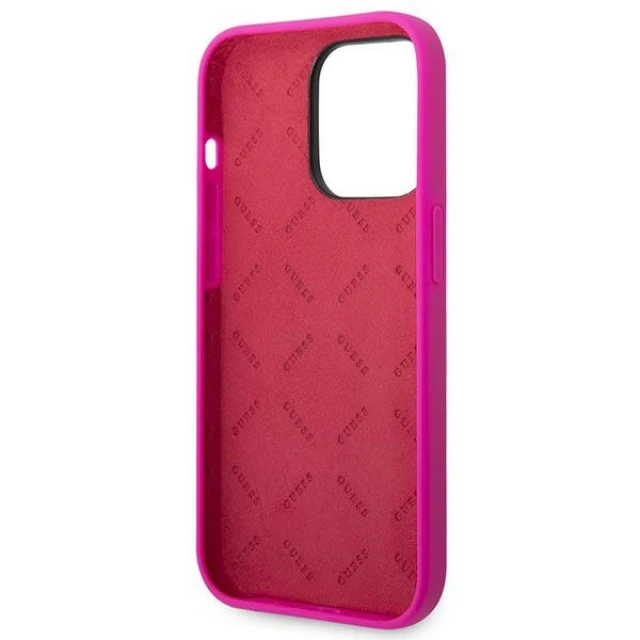 Чохол Guess Silicone Vintage Gold Logo для iPhone 14 Pro Fuschia (GUHCP14LSLSMF)