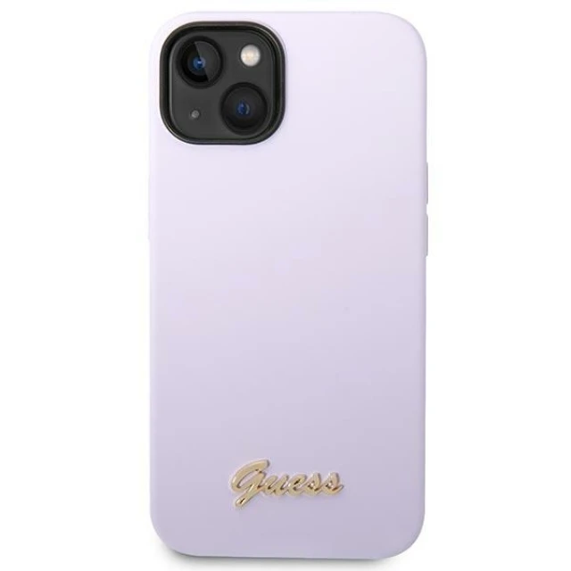 Чохол Guess Silicone Vintage Gold Logo для iPhone 14 | 13 Purple (GUHCP14SSLSMU)