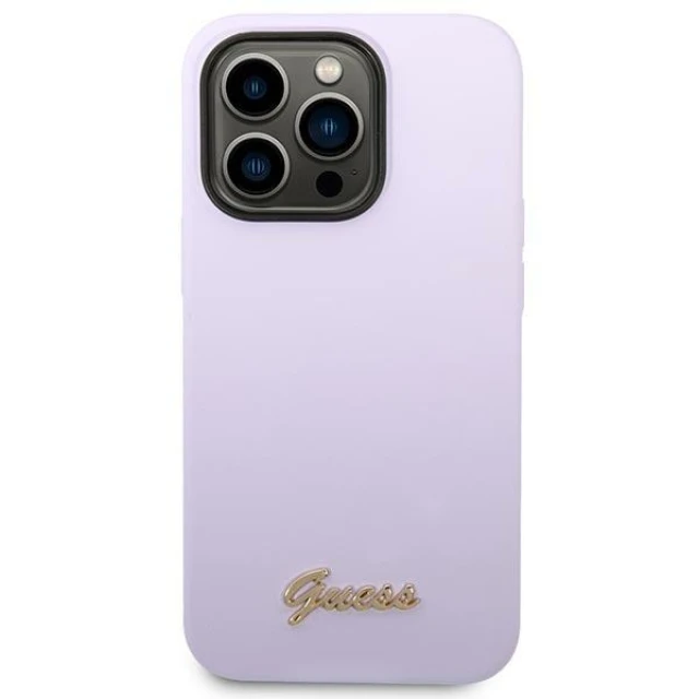 Чохол Guess Silicone Vintage Gold Logo для iPhone 14 Pro Max Purple (GUHCP14XSLSMU)